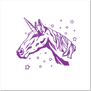 unicorn head Posters and Art